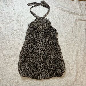 Leopard Print Halter Dress